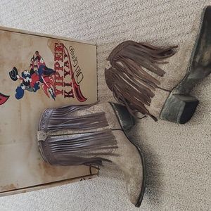 Old Gringo Yippee Ki Yay Brown Fringe Cowgirl Boots - 7.5